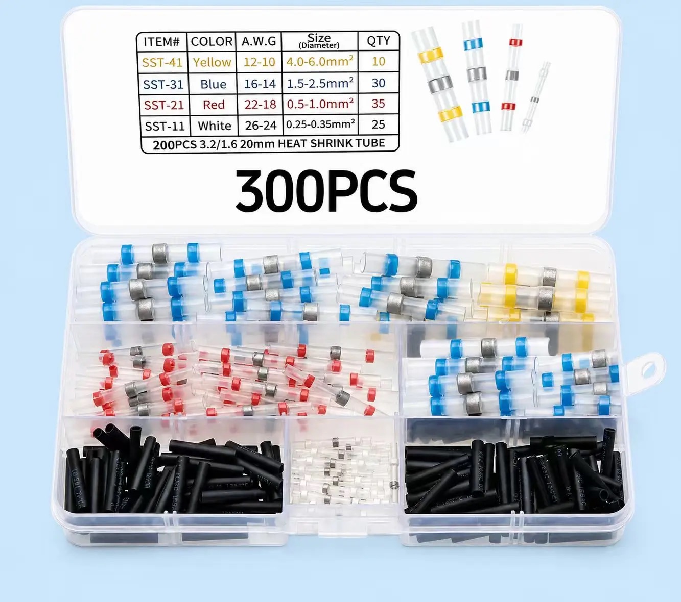 300PCS Solder Seal Wire Connectors - Waterproof Heat Shrink Butt